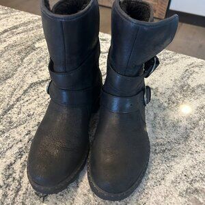 Sorel Phoenix Moto Cozy Boots Women Sz10 Black Leather Buckles Rain Waterproof